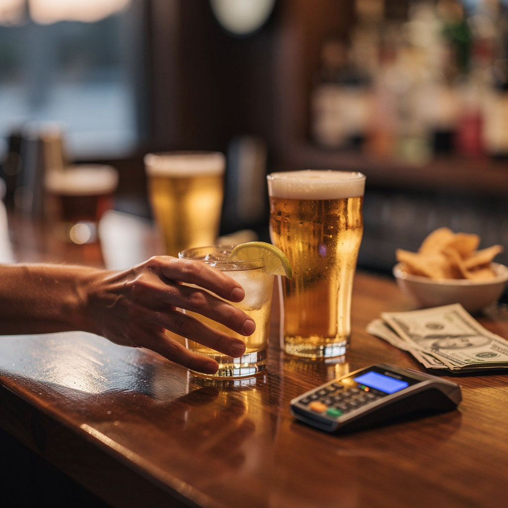 De La Vina Lounge bartender serving affordable drinks and cocktails in a casual Santa Barbara bar setting